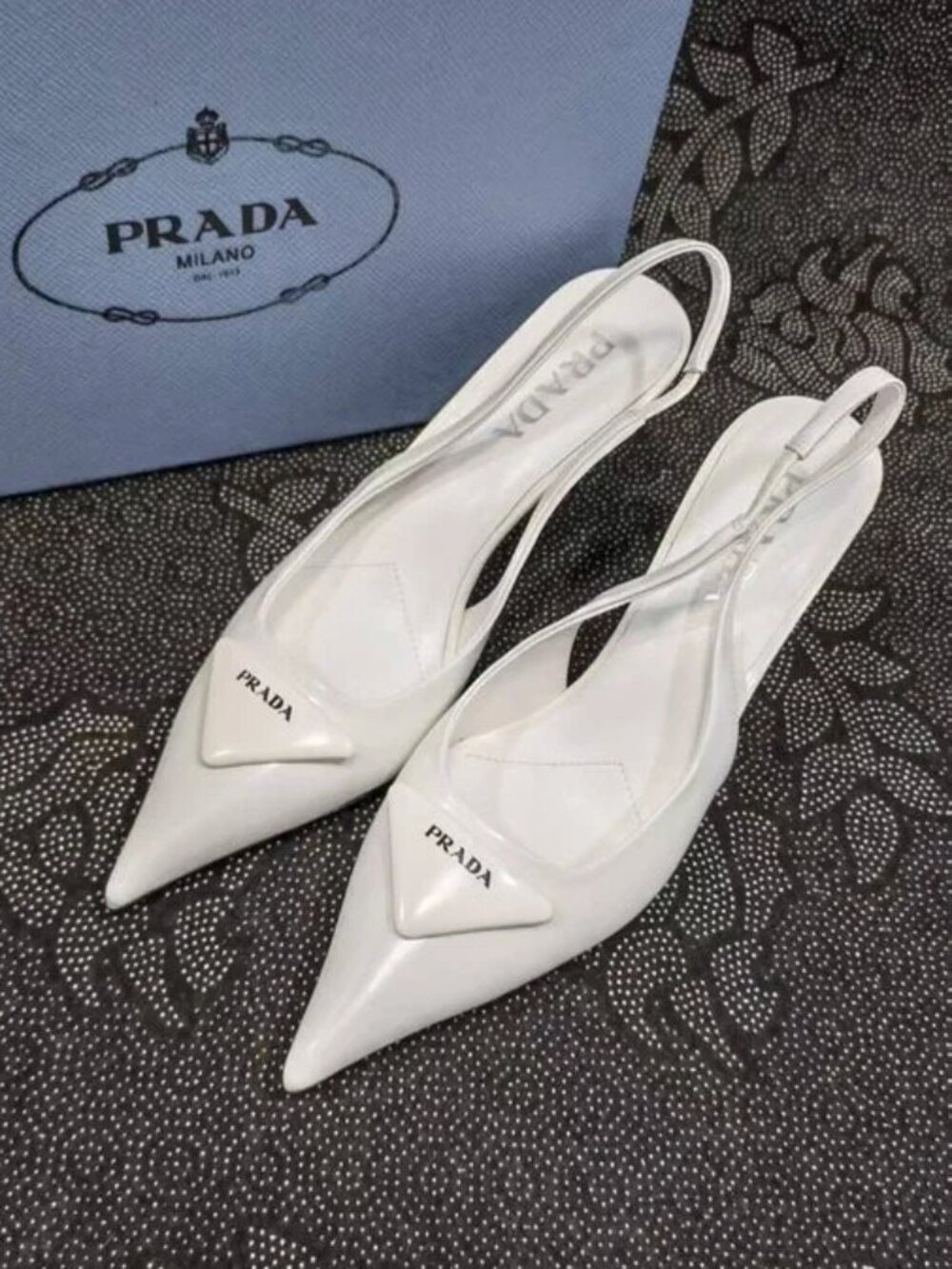 Prada White Slingback Heels - Picture 4 of 5